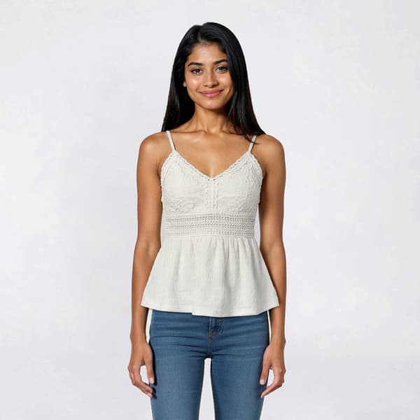 Juniors Derek Heart Daisy Lace Bodice Tank Top with Bra Cups