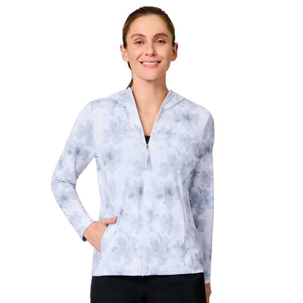 Womens Free Country Sunfree Full Zip Watercolor Sun Shirt - image 