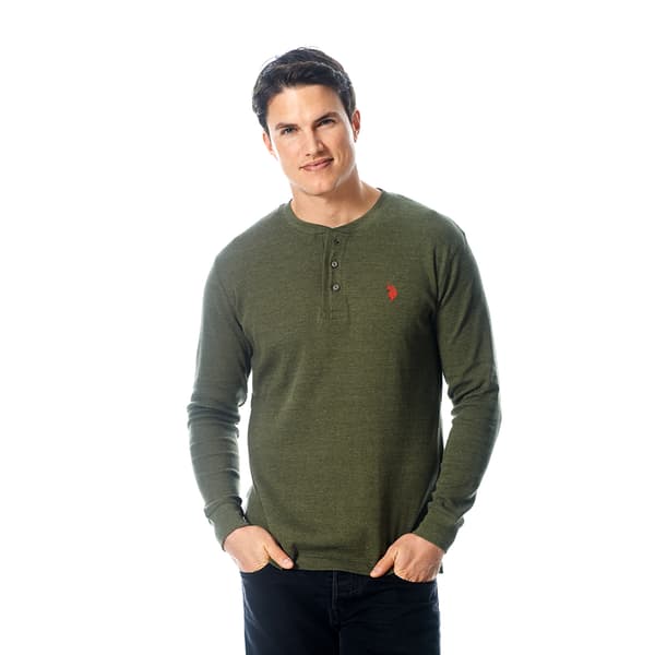 Mens U.S. Polo Assn.(R) Solid Thermal 3 Button Henley - image 