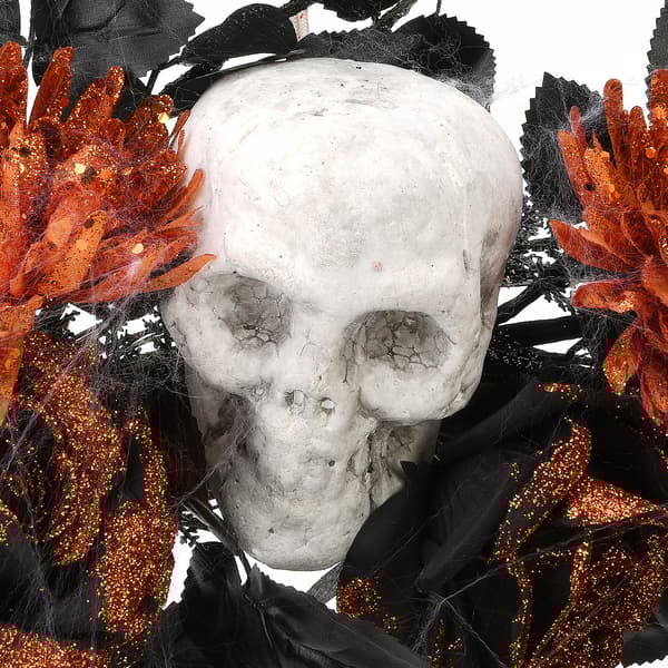 National Tree 24in. Halloween Skull and Rose Wreath
