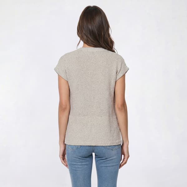 Plus Size Robert Louis Short Sleeve Round Neck Popcorn Sweater