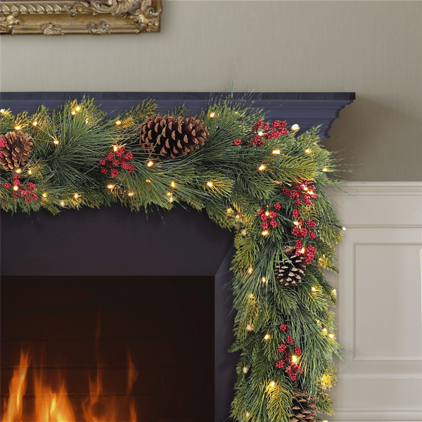 Puleo International 6ft. Pre-Lit Adorned Christmas Garland