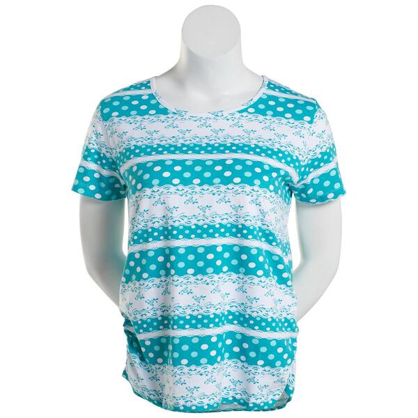 Petite Shenanigans Short Sleeve Crew Neck Abstract Dot Top - image 