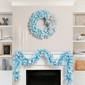 Northlight Pre-Lit Sky Blue Flocked Pine  Christmas Wreath - image 3