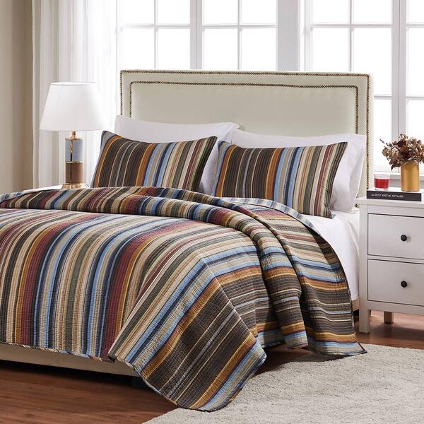 Greenland Home Fashions&#40;tm&#41; Durango Earth Striped Quilt Set - image 