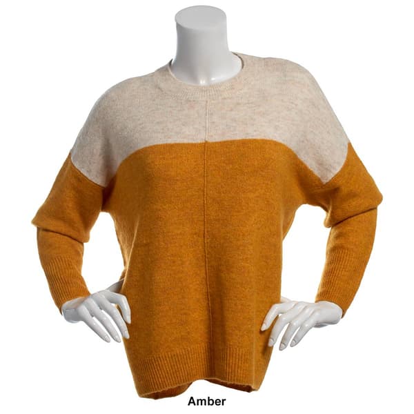 Womens Vince Camuto Long Sleeve Color Block Crew Neck Sweater