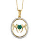Lab Emerald with Lab White Sapphire Heart Mom Pendant - image 1