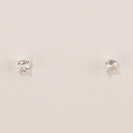 Design Collection CZ Silver-Tone 5mm Round Stud Earrings