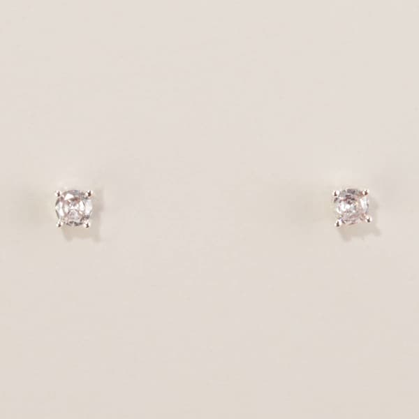 Design Collection CZ Silver-Tone 5mm Round Stud Earrings - image 