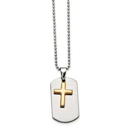 Mens Gentlemen's Classics(tm) Steel IP-Plated Cross Necklace