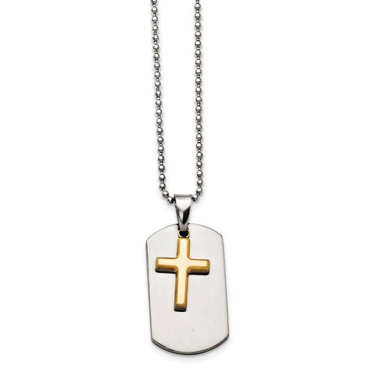 Mens Gentlemen's Classics(tm) Steel IP-Plated Cross Necklace