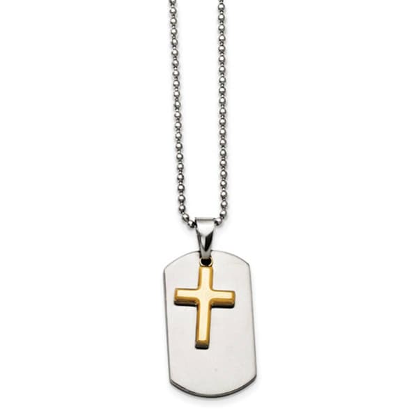 Mens Gentlemen's Classics&#40;tm&#41; Steel IP-Plated Cross Necklace - image 