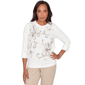 Petites Alfred Dunner Comfort & Joy Floral Embroidered Crew Neck - image 1