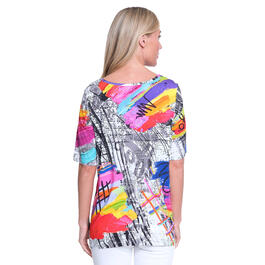Petite Ali Miles 3/4 Sleeve Multi Colorful Print Side Vent Tunic
