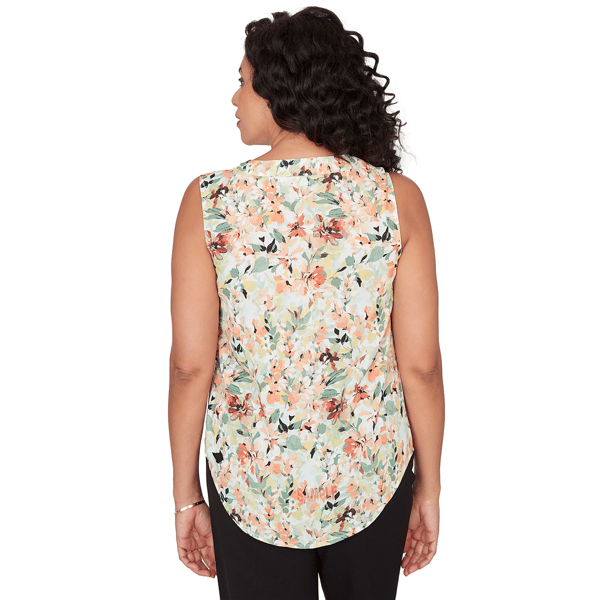 Womens Emaline Verde Grove I Sleeveless Floral V Neck Blouse