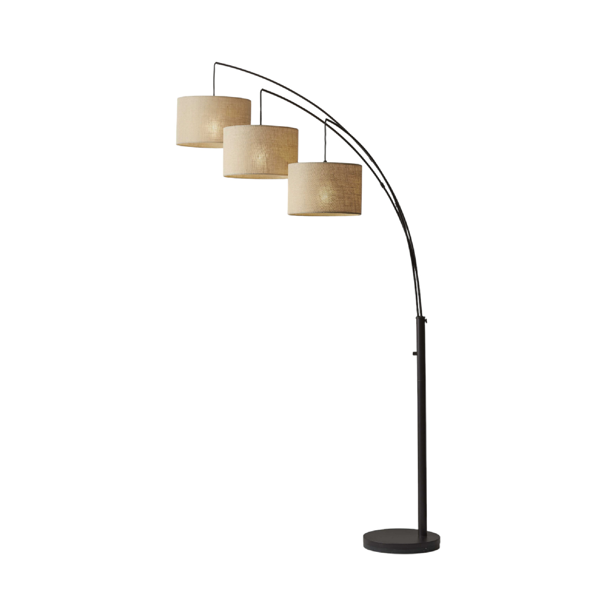 HomeRoots 74in Bronze Three Light Tree Floor Lamp With Drum Shade
