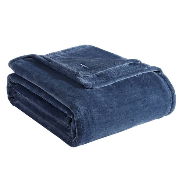 Tommy Bahama Ultra Soft Solid Plush-Fleece Reversible Blanket