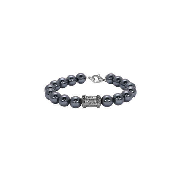 Symbols of Faith Silver Tone Black Pearl & Prayer Bead Bracelet - image 