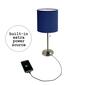 LimeLights Brush Steel Lamp w/Charging Outlet/Navy Shade-Set of 2 - image 6