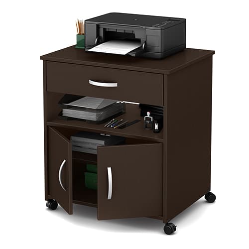 South Shore Axess Printer Cart on Wheels-Chocolate
