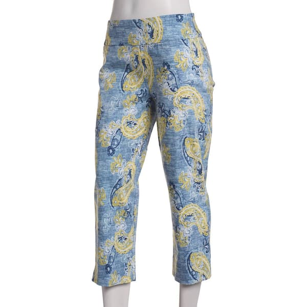 Womens Zac & Rachel Pull On Paisley Crop Pants