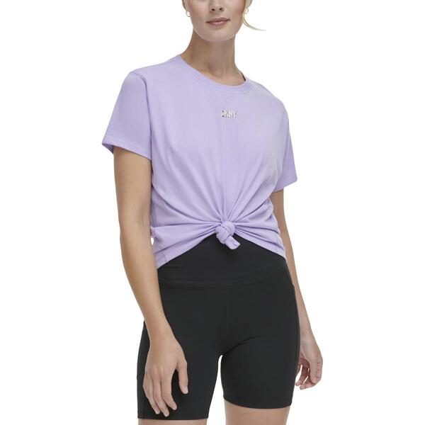 Womens DKNY Sport Metallic Bubble Logo Knot Front Tee - image 