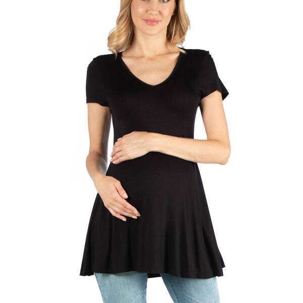 Plus Size 24/7 Comfort Apparel Cap Sleeve Tunic Maternity Top - image 