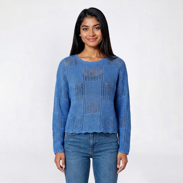 Juniors A. Byer Long Sleeve Open Stitch Boat Neck Sweater