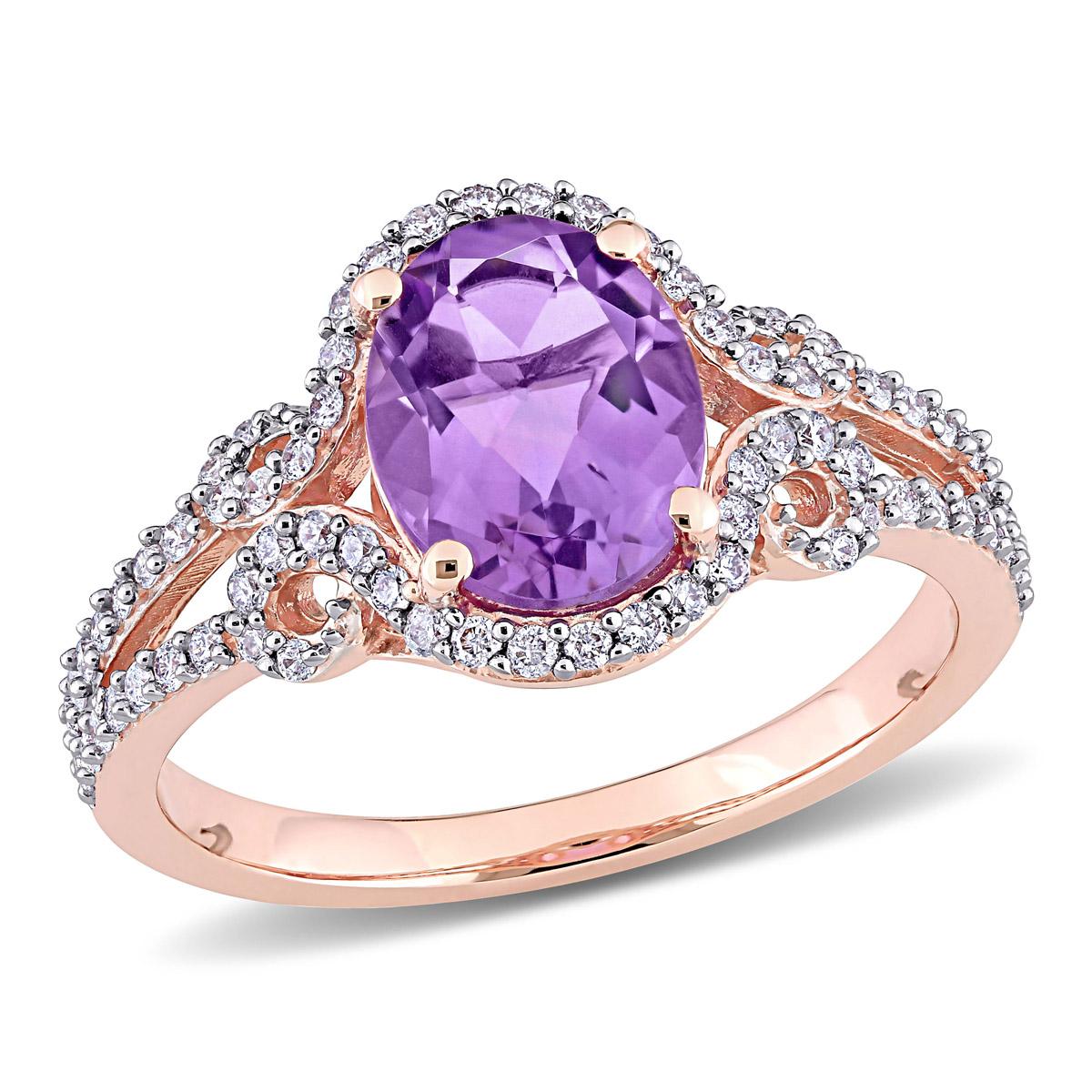 Gemstone Classics™ 14kt. Rose Gold Amethyst Split Shank...