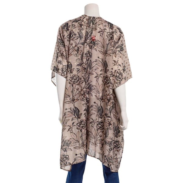 Womens Anne Klein Boho Floral Foil Dot Kimono