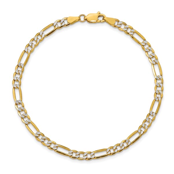 Unisex Gold Classics™ 3.9mm. 14k Semi Solid Pave Figaro Necklace