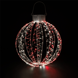 Northlight LED Red & White 3D Ball Ornament Christmas Yard Décor