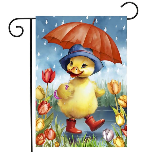 Briarwood Lane Rainy Day Duckling Garden Flag - image 