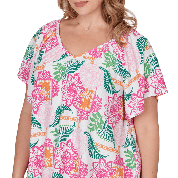 Plus Size Ruby Rd. Hothouse Florals Textured Floral Blouse