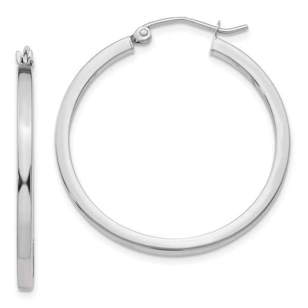 Gold Classics&#40;tm&#41; 14kt. White Gold 30x35mm Hoop Earrings - image 