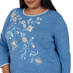 Plus Size Alfred Dunner Ann Arbor Floral Embroidered Sweater