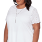Plus Size Alfred Dunner Classics Short Eyelet Sleeve Solid Blouse - image 5