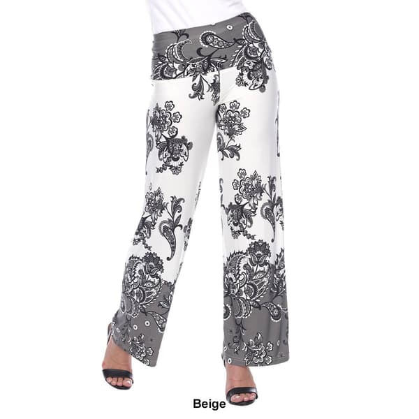 Plus Size White Mark Floral Paisley Print Palazzo Pants