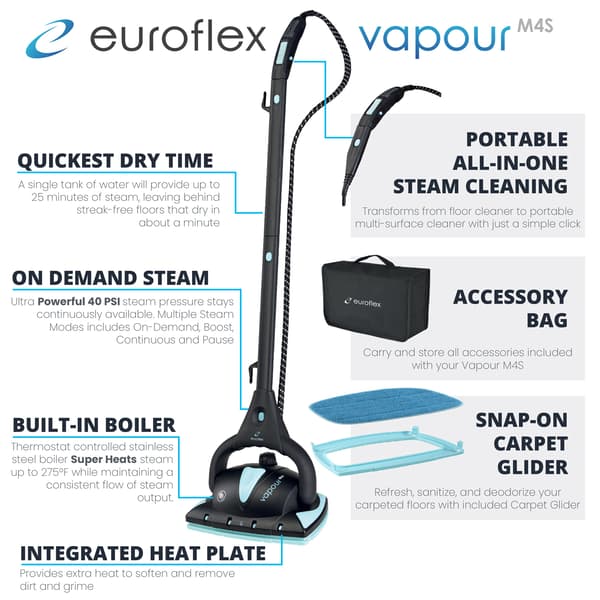 Euroflex M4S Ultra Dry Steam All-In-One Portable Steam Cleaner