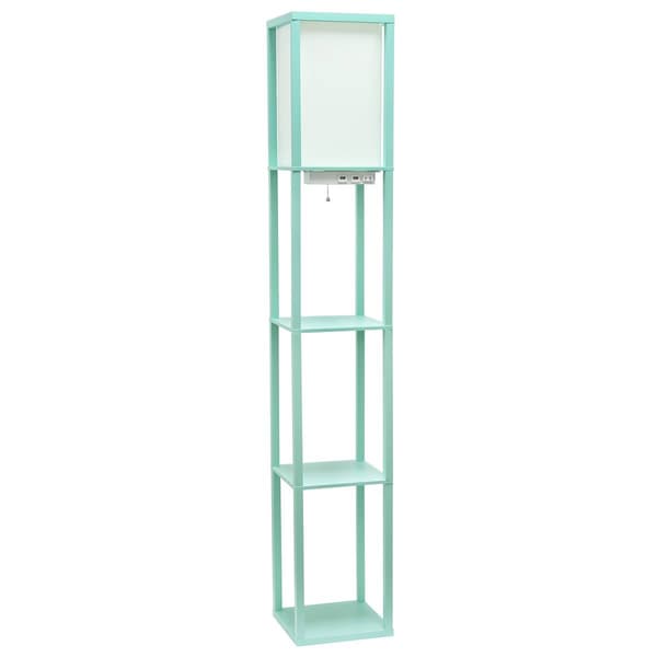 Simple Designs Floor Lamp Organizer Storage Shelf w/2 USB Ports - image 