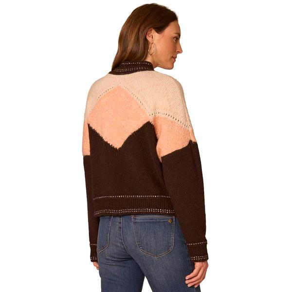 Womens Democracy Long Sleeve Mock Neck Argyle Sweater