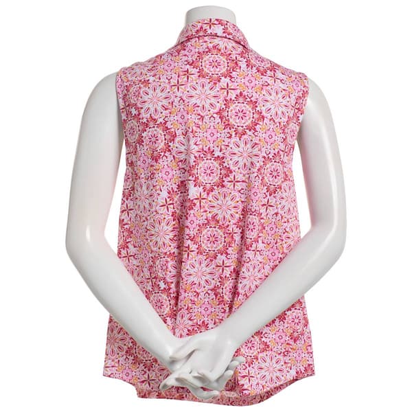 Plus Size Emily Daniels Sleeveless 2 Pocket Medallion Blouse