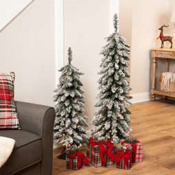 Northlight 3.5ft. Pre-Lit Pencil Flocked Alpine Christmas Tree