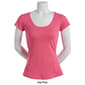 Juniors Aveto Cap Sleeve Scoop Neck Solid Jersey Knit Tee - image 9