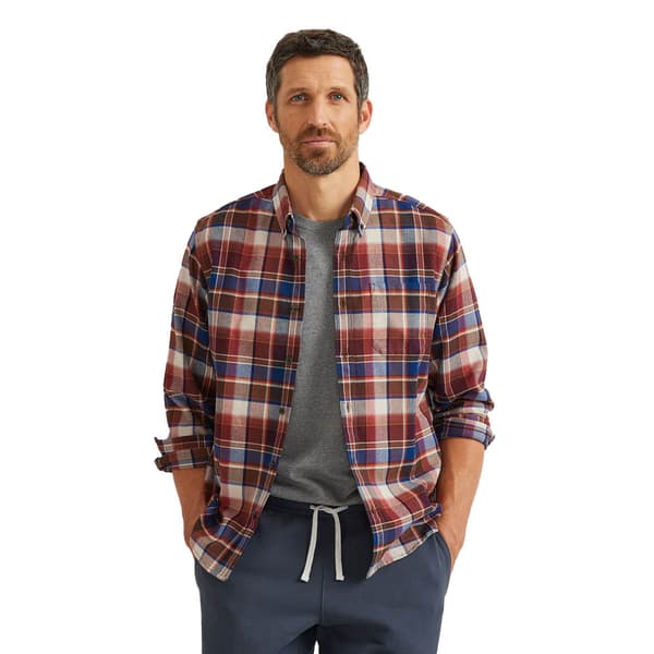 Mens Eddie Bauer Long Sleeve Flannel Shirt - Mineral Red