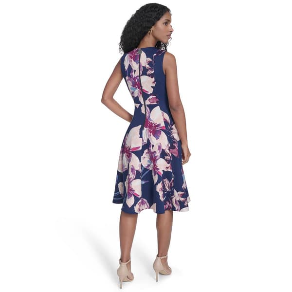 Womens Calvin Klein Sleeveless Large Floral Fit & Flare Dress