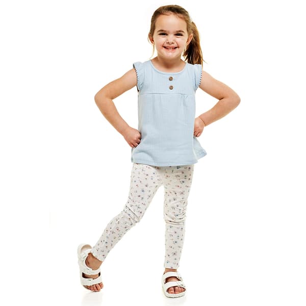 Toddler Girl Rene Rofe(R) Solid Peplum Top & Floral Leggings Set - image 