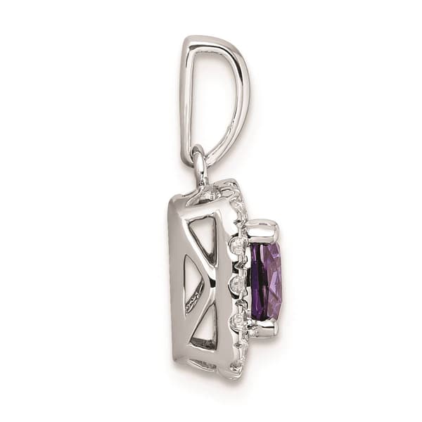 Pure Fire 14kt. White Gold Lab Amethyst Halo Pendant