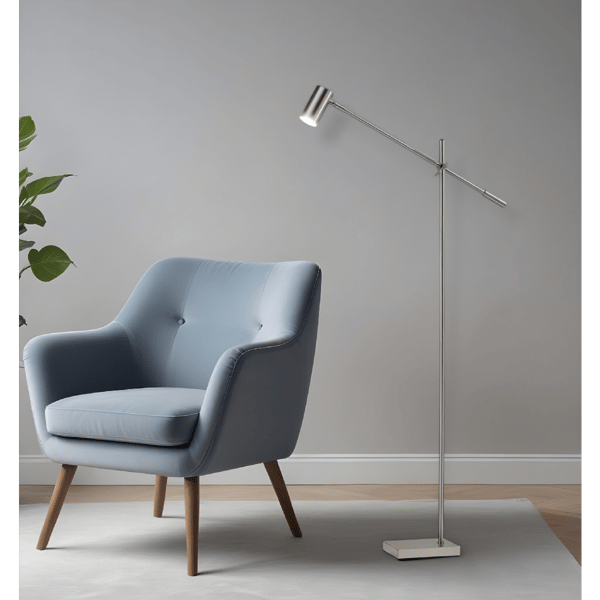 HomeRoots 63in. Silver LED Task Floor Lamp With Drum Shade