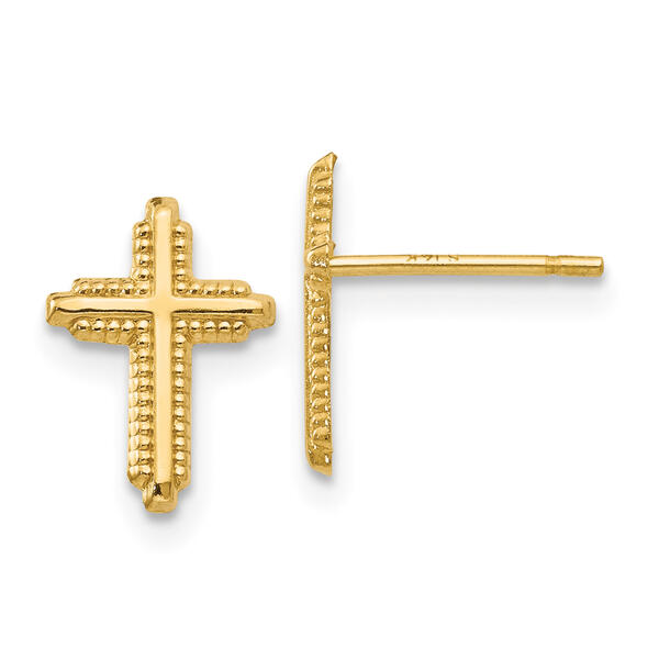 Gold Classics&#40;tm&#41; 14kt. Gold Religious Stud Earrings - image 